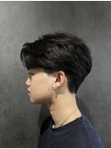 メンズセンターパートニュアンスパーマ毛流れメンズパーマ 