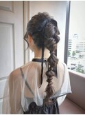 大人ガーリー玉ねぎヘアアレンジ