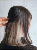 冬の暗髪◎インナーカラーセミロング×小顔ウルフレイヤー
