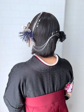 タグマル 卒業式袴着付けヘアセット☆短めさんの水引アレンジ