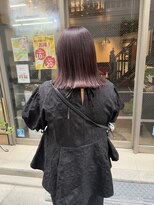 ハレケルーピディア(HAREKE loopidia)&nbsp;ツヤピンクブラウンの切りっぱなしボブ