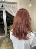 ケアブリーチピンクベージュカラー顔周りレイヤーカット韓国ヘア