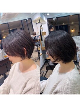 アヴァロン(AVALON) 【絶壁解消】前髪長め丸みショート×イルミナヌードブラウン