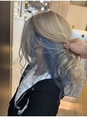ハイトーンダブルカラーインナーカラーブロンド×ペールブルー☆
