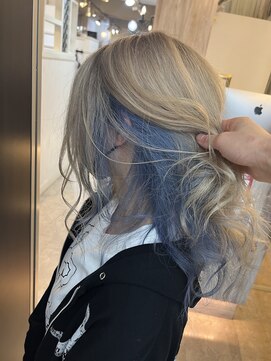 ヘアーグランデシーク(Hair Grande Seeek) ハイトーンダブルカラーインナーカラーブロンド×ペールブルー☆