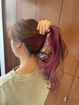 美粧ほそや 横浜反町 インナーカラー×ピンク 髪質改善/縮毛矯正/美髪/横浜/反町