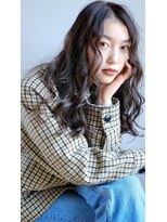 スリー スタンド(THREE STAND) ロングウェーブ×アッシュブラウン