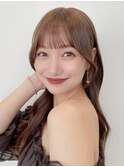 顔周りレイヤーカットグレージュカラーくびれボブベージュカラー