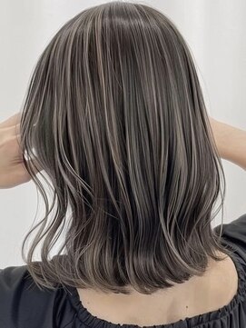 ネックス 表参道本店(nex) デザインカラーレイヤーカットウェットヘアオリーブベージュ白髪