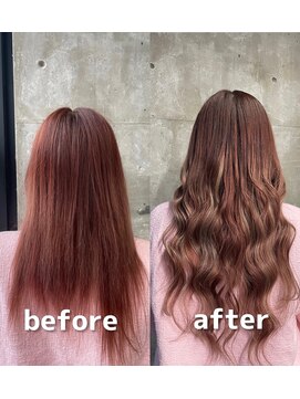 ガルボヘアー 桟橋店(garbo hair) ハイライト 長さだし 馴染み抜群 ピンク ベージュ