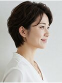40代/50代/60代ひし形小顔ショートボブ絶壁解消白髪ぼかし△52