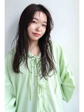 アボヘアー(Abo hair) 黒髪暗髪くすみカラーくせ毛風無造作ロング20代30代40代