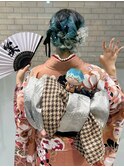 《成人式・卒業式》推しカラーで魅せる唯一無二の着付け s112