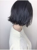 アッシュグレー_マロンベージュ Aラインボブ かきあげ