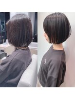 ステア ケース(stair case)&nbsp;黒髪丸みショートボブ2021年秋冬髪型20代30代40代