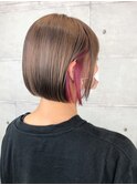 インナーピンク ミルクティーベージュ ミニボブ