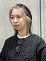 バングカラーインナーカラーボブ黒髪フェイスフレーミング韓国風