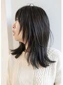 フェイスレイヤーカットミディ×ダークグレージュ