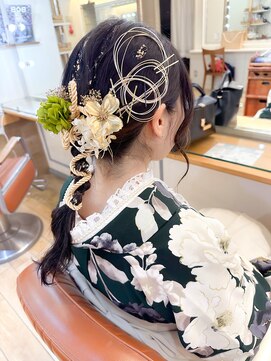 ネオリーブアイム 横浜西口店(Neolive aim) 編みおろし卒業式ヘアアレンジ 金箔 水引【横浜】k