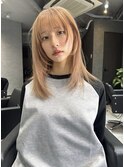 ピンクベージュー×レイヤーカット