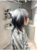 ルーツカラーウルフカット　レイヤーカット　ホワイトカラー