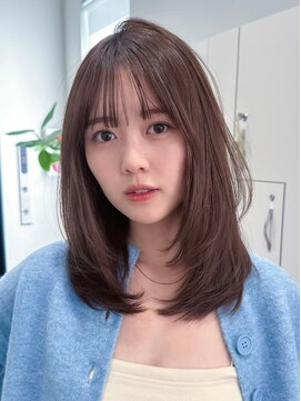 ノイカーム(noi Calm) 顔周りレイヤーカットくびれヘアミルクティーベージュカラー