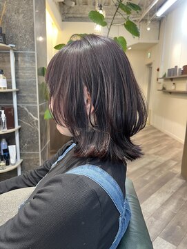 Soell神戸三宮  ラベンダーカラー  レイヤーボブ 縮毛矯正 40代