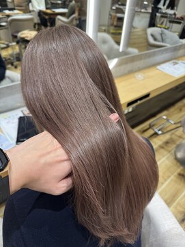 フィゼル あべのルシアス店(Aujua fizelle) 髪質改善カラー×ミルクティーピンクベージュ