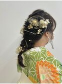 【BelleCoupes】岡本真由美 卒業式袴着付けヘアセット水引き金箔