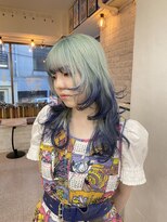 ヘアー アレス(hair ales) デザインカラー　水色カラー