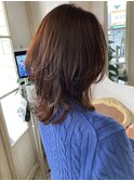 軽めの質感ウルフミディアムツヤ感アップカラー