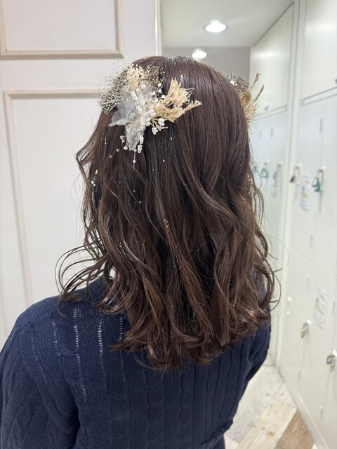 卒業式ヘアセット＊ハーフアップ風アレンジ