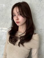 ユーフォリア 新宿店(Euphoria)&nbsp;ロングレイヤー 斜めバンググレージュカラーデザインカラー