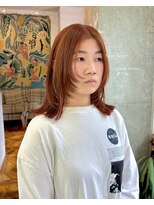 アペロ 柏(Apero)&nbsp;顔まわりレイヤー/ミディアム/オレンジブラウン/ダブルカラー/柏