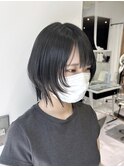 ミディアムヘア暗めカラーデザインカラーフェイスフレーミング