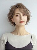 大人ショートボブ白髪ぼかし脱白髪染め30代40代50代60代♪