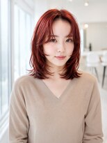 ルービック 奈良(Rubik's)&nbsp;韓国風レッドカラー×外ハネミディアム