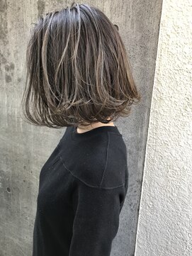 マイ ヘア デザイン 岡崎(MY hair design) 透明感チャコールグレーハイライトゆるふわボブ20代30代40代