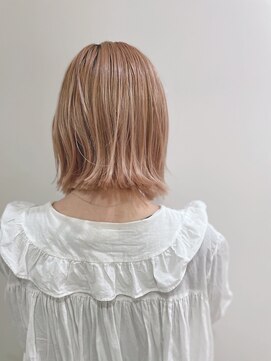 オリガミ ヘアーアンドビューティ(ORIGAMI) 【ORIGAMI】切りっぱなし外ハネボブ×ミルキーピンクベージュ