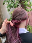 @インナーカラー #ピンクカラー #セミロング