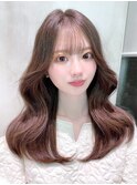 内巻き韓国ヘア_グレージュカラーボブウルフココアベージュ_8853