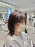 オリーブラベンダーミディアム顔まわり前髪カット群馬太田