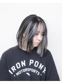 インナーカラー#切りっぱなしボブ#ケアブリーチ#ダブルカラー