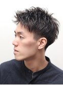 20代30代ナチュラルビジネスツーブロックメンズショート黒髪
