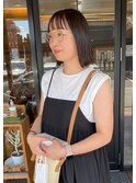 大人可愛い20代30代40代ワイドバング切りっぱなしボブ