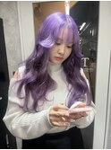 ラベンダー/バイオレット/美髪/切りっぱなし/ピンクブラウン