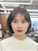 ボブ　ホワイトグレージュ　デジタルパーマ　チェリーブラウン