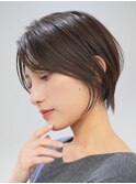 横浜西口大人ショートボブ前髪なしココアベージュ韓国30代40代