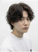 サーフカール波巻きシャドウパーマウルフニュアンスパーマ眉毛