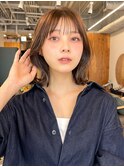 ショートカットショートボブくびれヘアミルクティーベージュ韓国